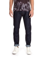 Debenhams  Burton - Indigo wash selvedge tapered fit jeans