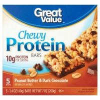 Walmart  Great Value Chewy Protein Bars, Peanut Butter & Dark Chocola