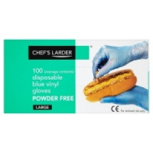 Chefs Larder Disposable Blue Vinyl Gloves Large Powder Free  £3.59
