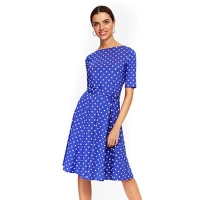 Debenhams  Wallis - Blue polka dot fit and flare dress