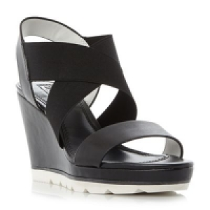 Dune - Black Kalifornia white outsole cross strap wedge sa £52.00