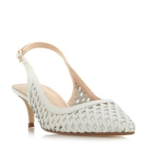 Debenhams  Dune - White leather Crochet kitten heel court shoes