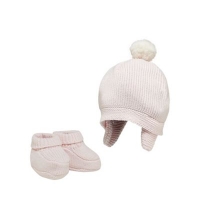 Debenhams  J by Jasper Conran - Baby girls pink knitted hat and bootie