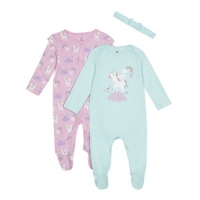 Debenhams  bluezoo - Baby girls green and lilac unicorn sleepsuits and