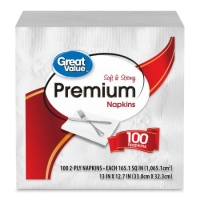 Walmart  Great Value Premium Napkins, Soft & Strong, 100 Count