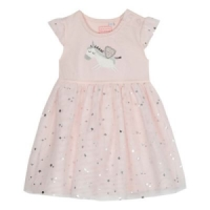 bluezoo - Baby girls pink unicorn applique dress £9.60