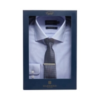 Debenhams  Osborne - Navy herringbone tailored fit shirt with a tie and
