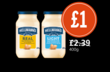 Hellmanns Mayonnaise Real and Light £1.00