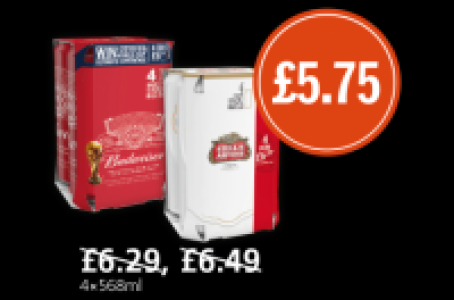 Budweiser and Stella Artois £5.75