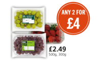 Budgens  Farm Fresh Green Grapes, Red Grapes and Strawberries