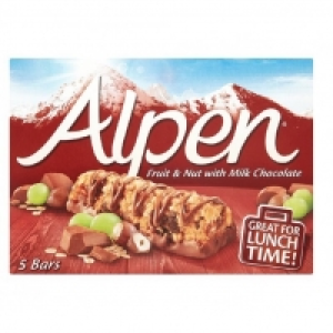 FRUIT AND NUT ALPEN BARS 5 PACK £0.75