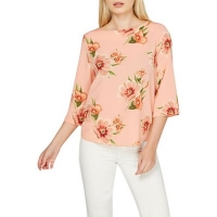 Debenhams  Dorothy Perkins - Coral floral 3/4 sleeve top