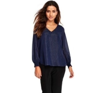 Wallis - Petite navy lurex stripe top