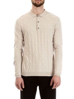 Debenhams  Burton - Cream ecru patterned knitted polo shirt