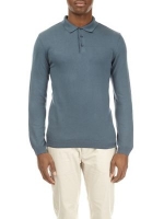 Debenhams  Burton - Blue muscle fit knitted polo shirt
