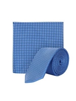 Debenhams  Burton - Mid blue texture tie and pocket square set