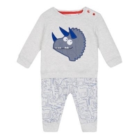 Debenhams  bluezoo - Baby boys grey Dino quilted top and jogging botto