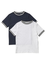 Debenhams  Outfit Kids - 2 pack boys white and navy short sleeve t-shi