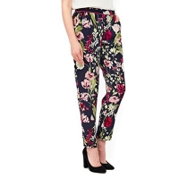 Debenhams  Wallis - Navy floral piped trousers