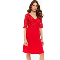 Debenhams  Wallis - Red lace fit and flare dress