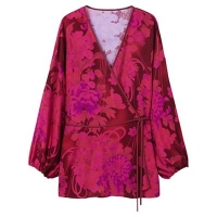 Debenhams  Mango - Pink floral print Kouchi v-neck long sleeves wrap 