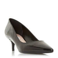 Debenhams  Dune - Black patent Alesandra mid kitten heel court shoes