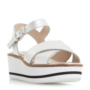Dune - Silver Kassius white eva shark sole flatform sandal