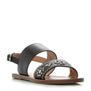 Dune - Black W Luma slingback stud and diamante flat sanda