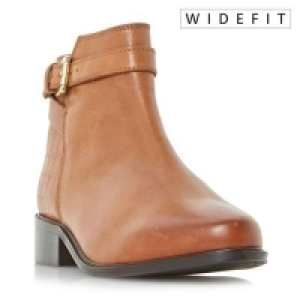 Dune - Tan W poppy wide fit buckle detail side zip ankle b