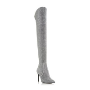 Dune - Silver Sloanne high stiletto heel over the knee boo