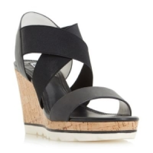 Debenhams  Dune - Black Kalifornia white outsole cross strap wedge sa