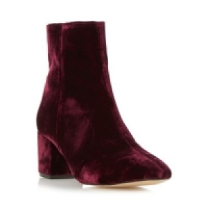 Dune - Dark red Pebble block heel velvet ankle boot
