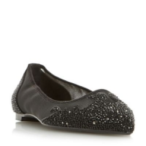 Dune - Black Bijou point toe diamante embellished slip on