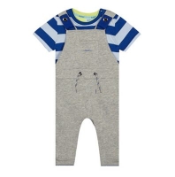 Debenhams  Baker by Ted Baker - Baby boys grey striped dungarees and t