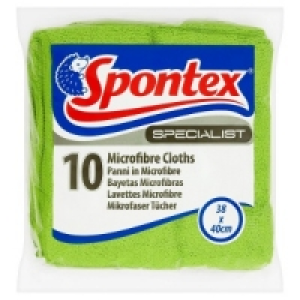 Spontex Specialist 10 Microfibre Green Cloths