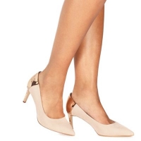 Debenhams  Faith - Nude suedette Cacey high heel wide fit pointed sho