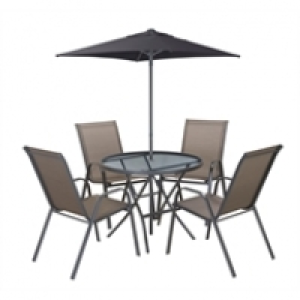 Homebase  Andorra Metal 4 Seater Round Garden Furniture Set - Bronze/G