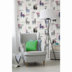 Drama Llama Wallpaper - Pink & Black &pound;4.99
