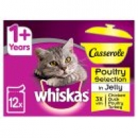 Asda Whiskas 1+ Cat Food Pouches Casserole Poultry Selection in Jelly