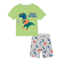 Debenhams  bluezoo - Boys green Dino Score print short sleeve pyjama