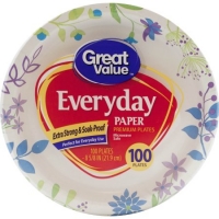 Walmart  Great Value Everyday Premium Paper Plates, 8 5/8 Inch, 100 Count