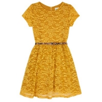 Debenhams  Yumi Girl - Yellow Belted Lace Skater Dress