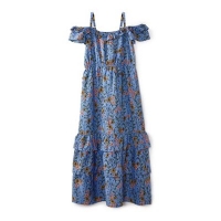 Debenhams  Yumi Girl - Girl blue french floral frill maxi dress