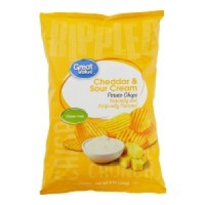 Great Value Cheddar & Sour Cream Flavored Potato Chips, 8 oz &pound;1.84