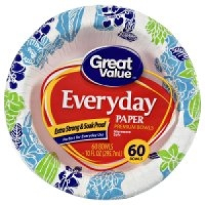 Great Value Everyday Paper Premium Bowls, 60 Count &pound;3.97