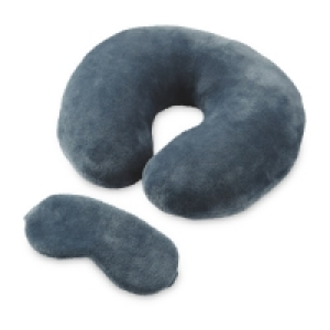 Grey Travel Pillow and Eye Mask Set