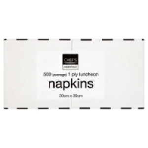 Chefs Essentials White Napkins 1 Ply 30cm x 30cm x 500