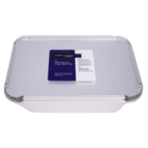 Chefs Larder 6 Oblong Aluminium Catering Foil Trays with Li