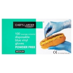 Chefs Larder Disposable Blue Vinyl Gloves Powder Free Medium