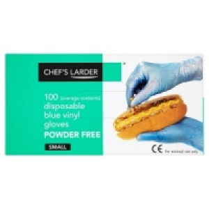 Chefs Larder Disposable Blue Vinyl Gloves Powder Free Small